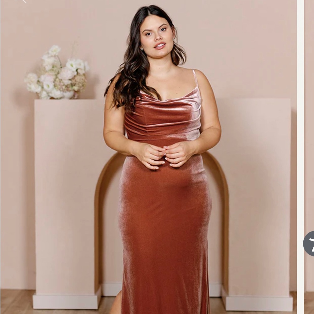 Revelry Skye Velvet dress, Terracotta, size 12.
